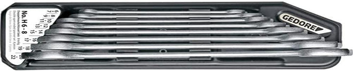 GEDORE Doppelmaulschlüssel Satz, Set 8-teilig im Halter, SW 6-22 mm, metrisch, flach, Schraubenschlü