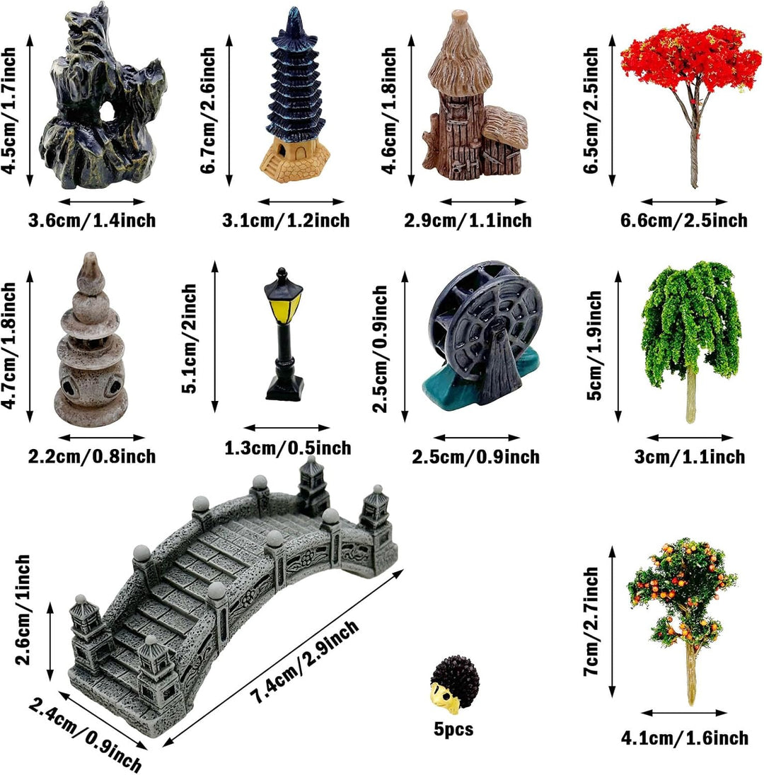 Cayway Mini Zen Miniatur Garten Miniatur Garten Deko Miniatur Gartenzubehör Ornamente, Garten Gras M