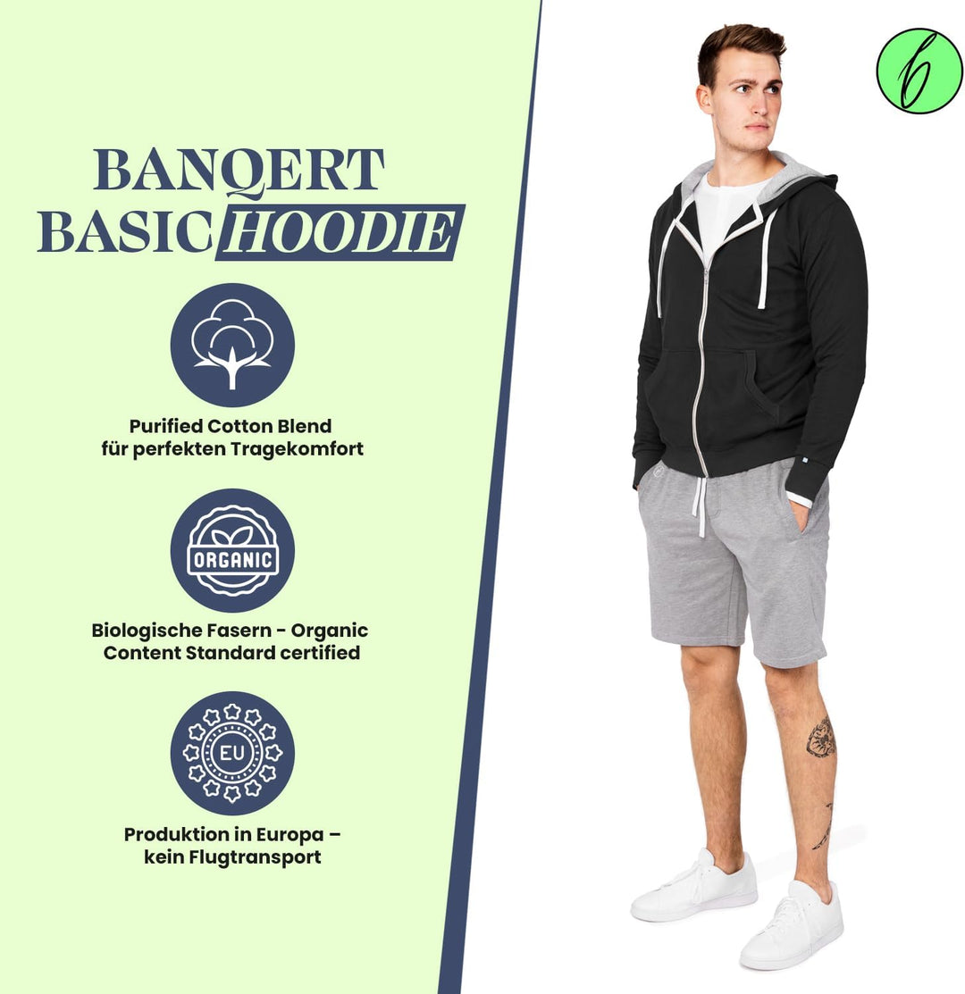 Banqert Herren Hoody | Faire Löhne | Purified Cotton Blend | div. Farben S Schwarz, S Schwarz