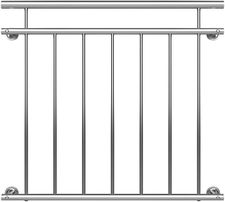 MONZANA® Französischer Balkon Edelstahl Pflegeleicht 90x100cm 7 Füllstäbe Balkongeländer Terrassenge
