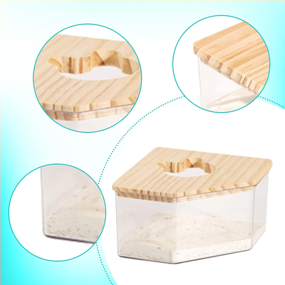 Milageto Hamster Sandbad Ecke, Hamster Toilette Klein, Transparenter 2-in-1 Bad & Toilettenschale au