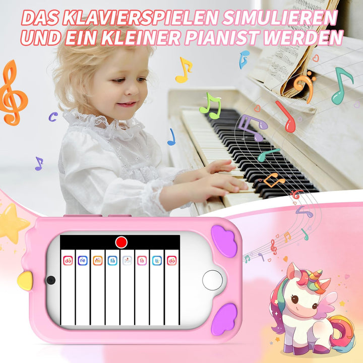 CHAKEYAKE Kinderkamera,Kinder Handy Smartphone Lernspielzeug,Kinder Kamera mit Dual Kamera 2.8" Touc