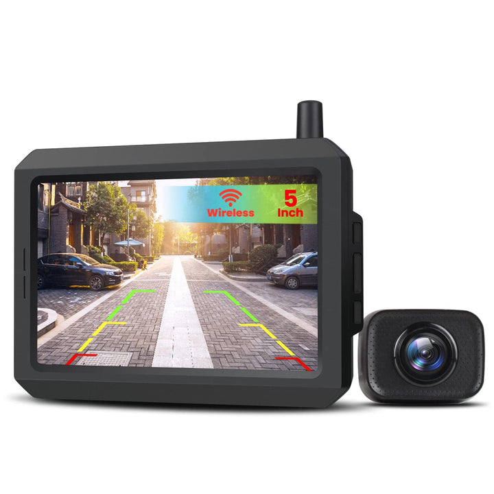 AUTO-VOX W7 Kabellos Digital Rückfahrkamera Set mit 5“(12.7cm) LCD-Monitor mit Antenne, eingebautem