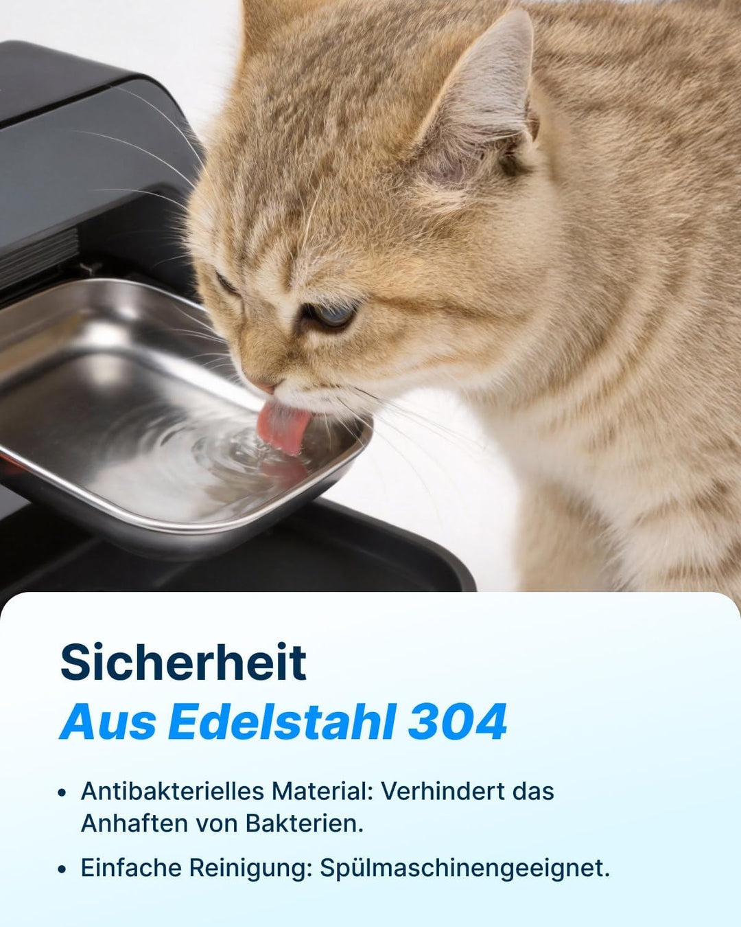 Trinkbrunnen für Katzen, Kabelloser Katzenbrunnen mit Bewegungssensor, Leise Wasserpumpe, Schwarz, 3