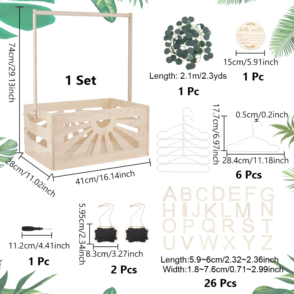 UNICRAFTALE Babyparty Kiste Aus Holz Aufbewahrungsbox Für Babys Mit 8 Kleiderbügel Geschenkkorb Für