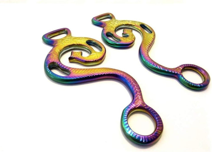 PS Pferdeartikel Hackamore Barock Regenbogenfarben, Multicolour Rainbow - 1 Paar Schenkel, verziert
