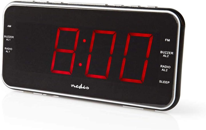 NEDIS Digital-Wecker-Radio - LED-Anzeige - 1x 3,5 mm Audio-Eingang - Zeitprojektion - AM/FM - Snooze