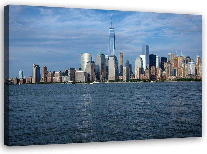 Leinwandbild XXL Manhattan Wandbild Kunst Architektur Blau 120x80 cm Leinwandbild 120x80 cm Blau_c,