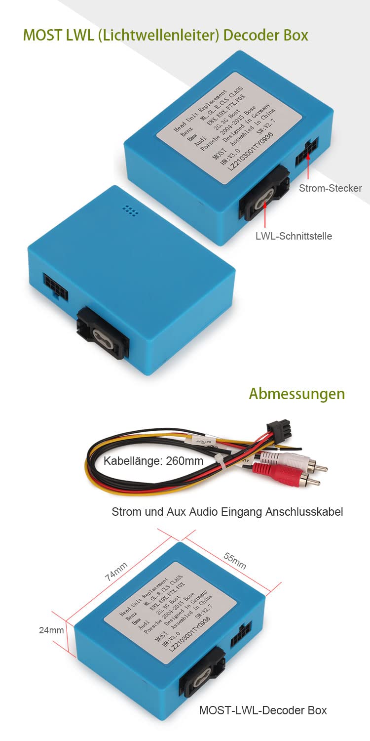 PC001 Most LWL-Verstärker Harman Kardon/Bose Audiosystem Glasfaser Fiber-Optic Decoder Box Für Merce