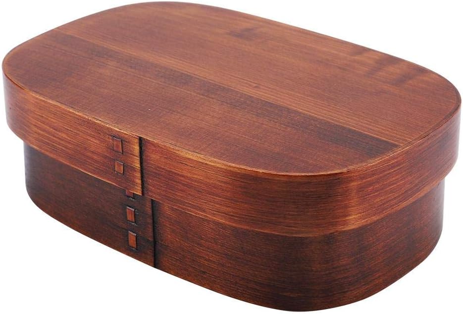 Holz-Lunch-Container-Box, tragbare Bento-Boxen Vintage Leakproof Food-Vorratsbehälter mit festem Gur
