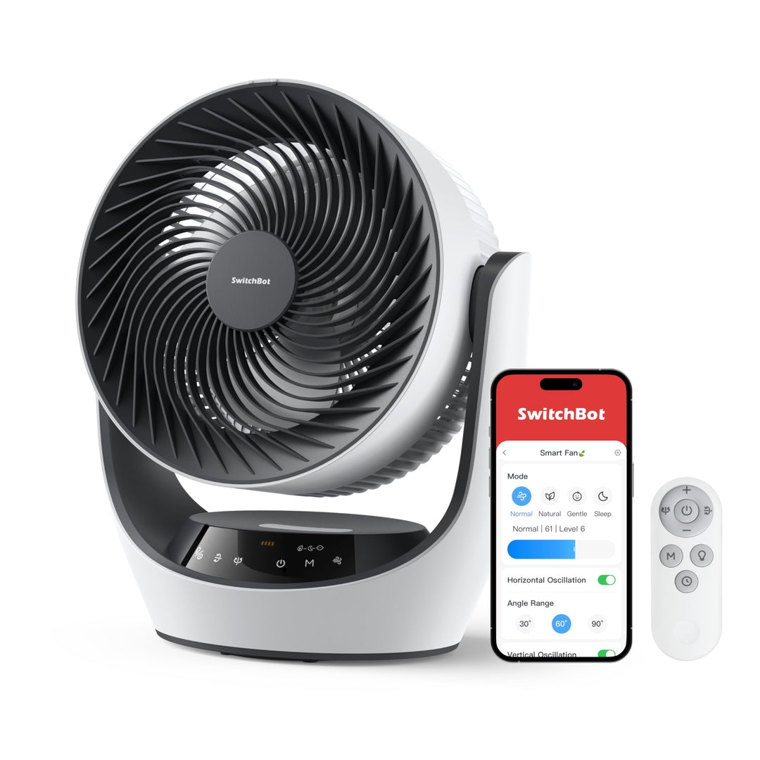 SwitchBot USB Tischventilator, leistungsstarker 24 dB leiser Batterie-Umluftventilator, Kompatibel m