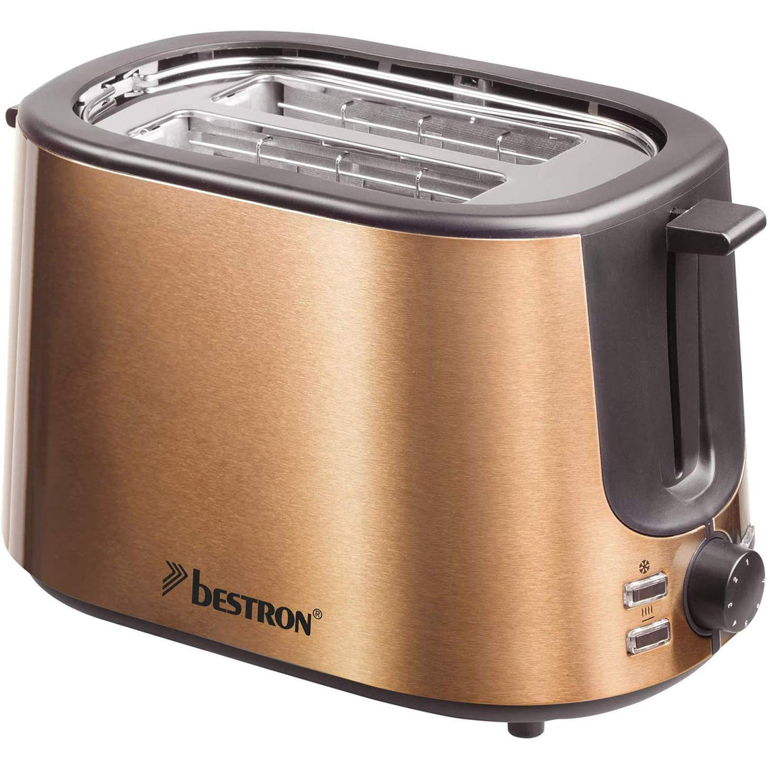Bestron Toaster mit 2 Röstkammern, Krümelschublade und Brötchen-Röstaufsatz, 1.000 W, Edelstahl in K