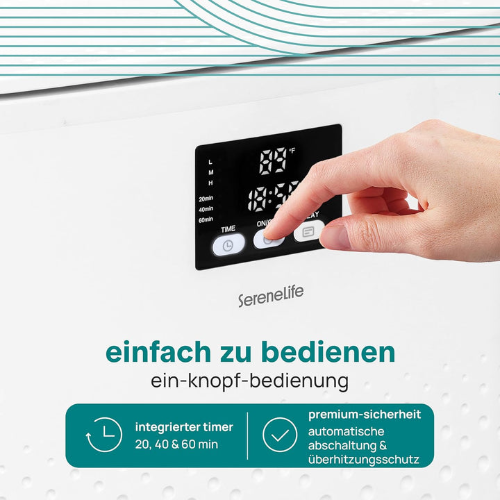 SereneLife Handtuchwärmer Eimer- 20L Elektrisch Stehend, Handtuchtrockner und Deckenwärmer mit Timer