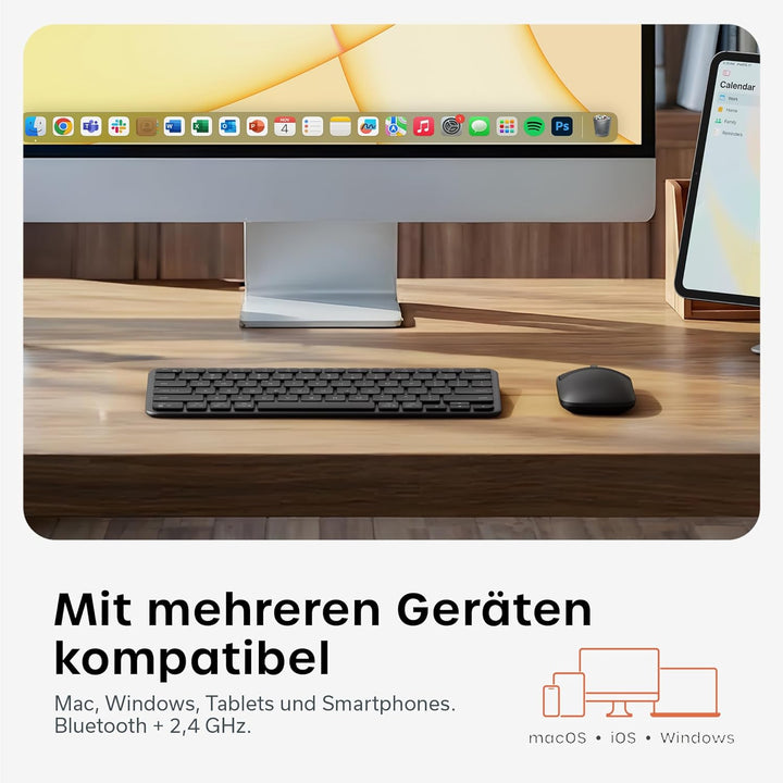 SATECHI Kabelloses Tastatur- & Maus-Set Slim CEX1, Bluetooth Multi-Geräte, mit USB-C-Empfänger, 𝗨𝗦-𝗘