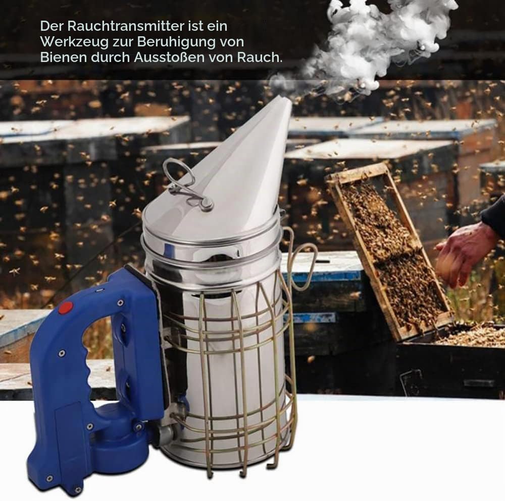Bee Hive Smoker, Elektrischer Wiederaufladbarer Imkerei-Smoker mit Hitzeschild, Edelstahl Elektrisch