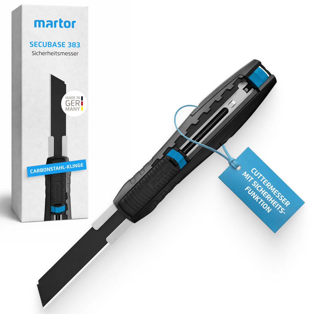MARTOR SECUBASE Black Edition I Premium Sicherheitsmesser mit Klingenrückzug & extra langer Carbonst