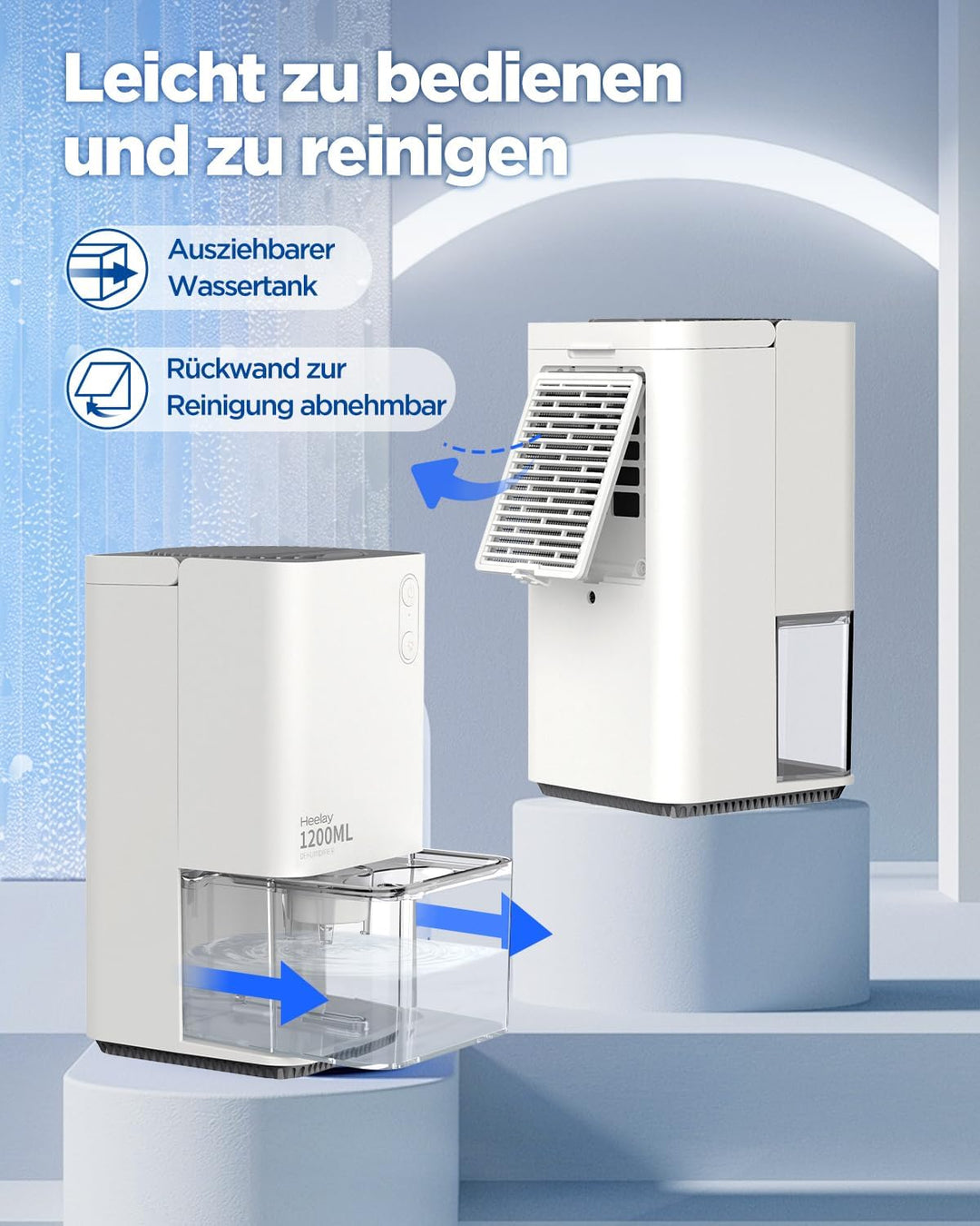 Luftentfeuchter 1200ML,Heelay Luftentfeuchter Elektrisch Entfeuchter Energiesparend,Tragbar,Ultra Le