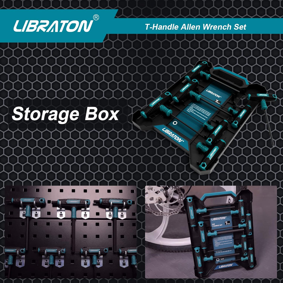 LIBRATON T-Griff schlüssel-Satz, SAE T Griff Schraubendreher Set 7tlg, 1/8"-3/8",Innensechskant Stif