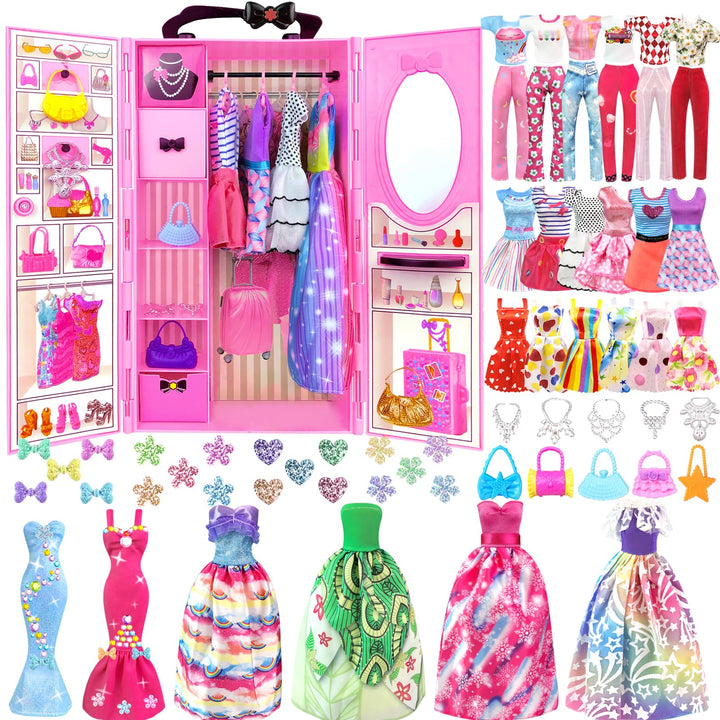 92 Stück Kleidung Schmuck Zubehör für Puppen Kleiderschrank für 11,5 Zoll Puppe - Modedesign Puppen