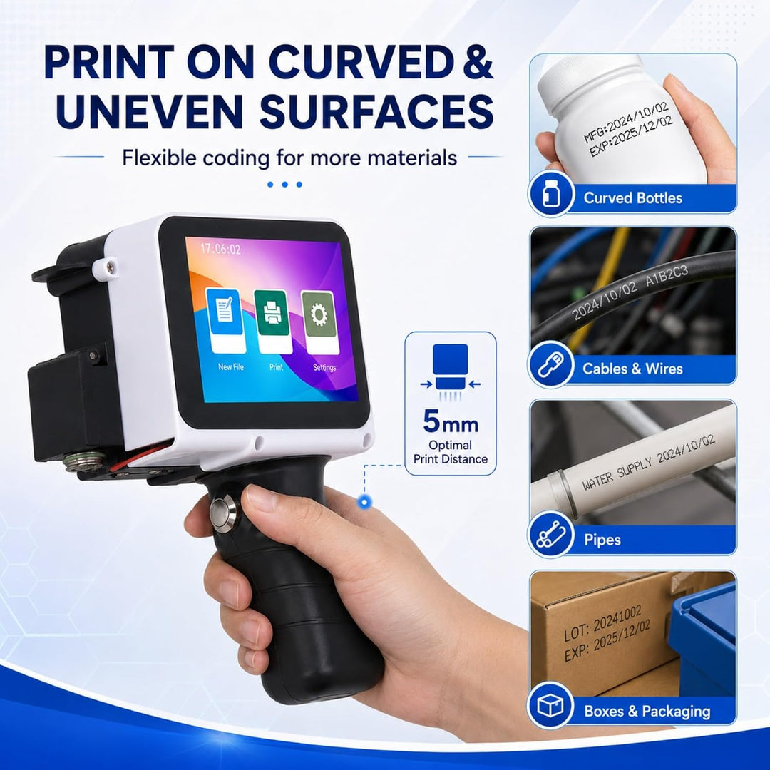 Handheld Tintenstrahldrucker, Handheld Drucker 12,7 mm Tintenstrahldruckmaschine für Barcode Datumse