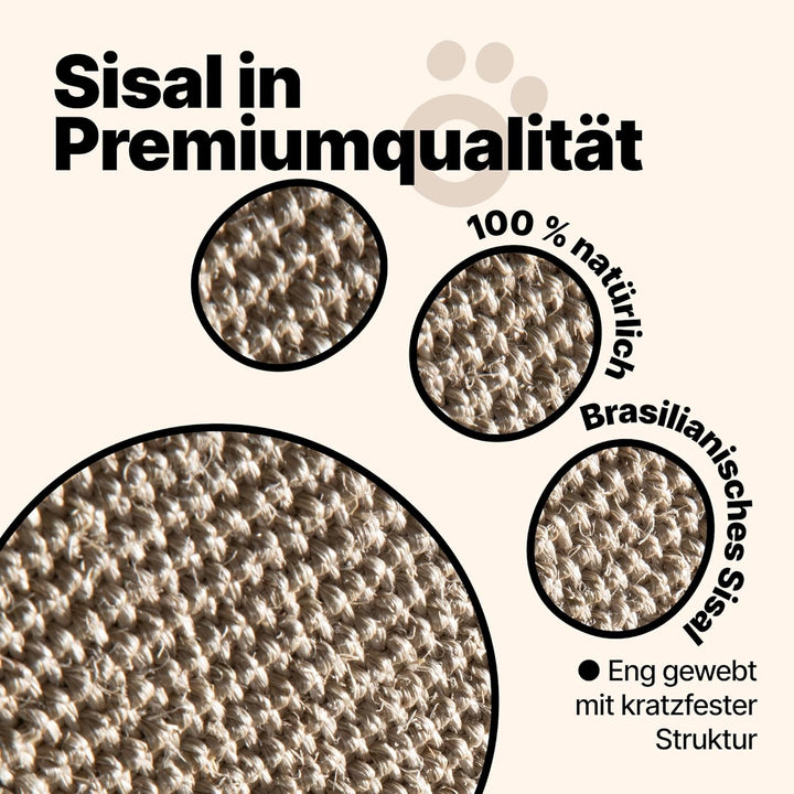 Kratzmatte für Katzen – Hochwertiger Kratzteppich aus Sisal mit Meowtivation-Pfoten, natürliche Krat