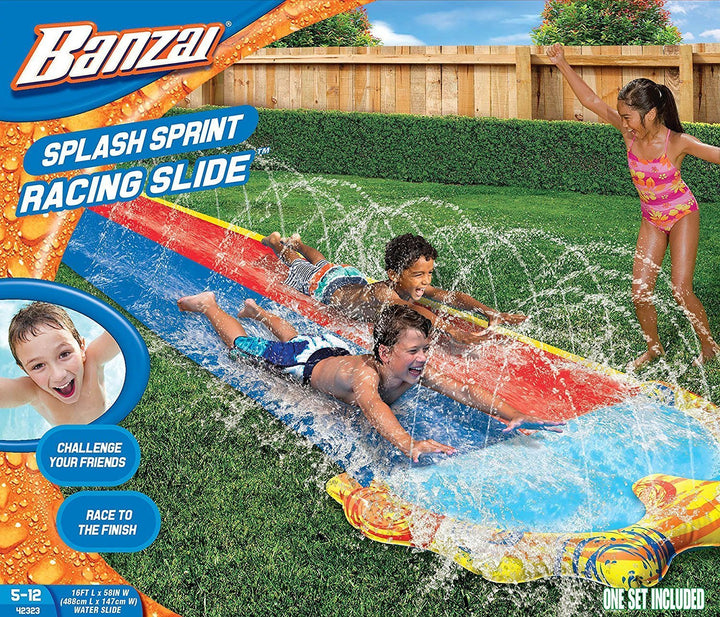Banzai Splash Sprint Racing Slide, 488 cm L x 147 cm