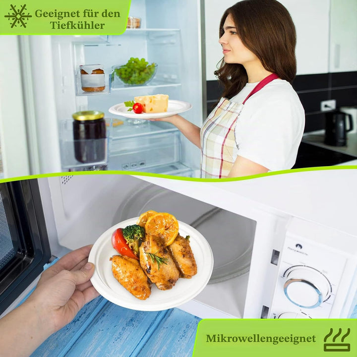 GREENESAGE Einwegteller 200 Stück Pappteller 18CM Weiss Rund Einweggeschirr klein Einmalteller Zucke