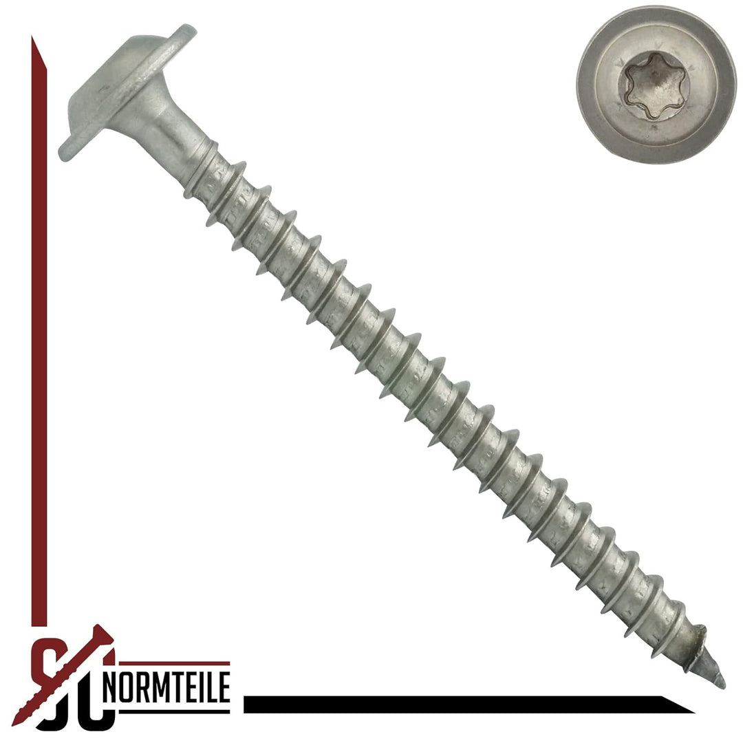 Tellerkopf-Holzbauschrauben mit Innensechsrund (TX) - 6 x 30/20 mm - 100 Stück - mit Schneidkerbe -