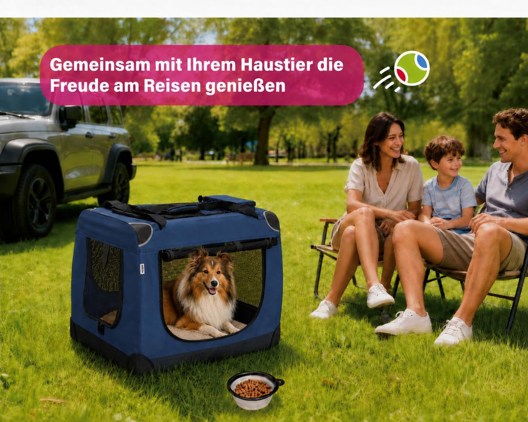 Zedelmaier Hundebox Faltbar Hundetransportbox, XL 81x58x56cm, robust Transportbox für Hund Gross Hun