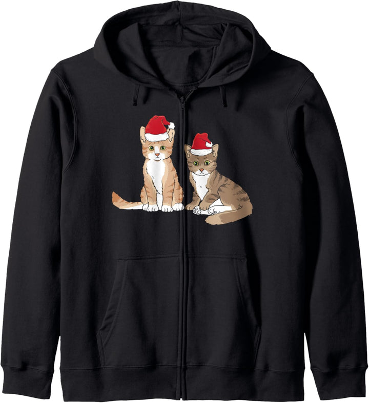 Weihnachtskatze niedliche getigerte Kätzchen Merry Catmas Kapuzenjacke