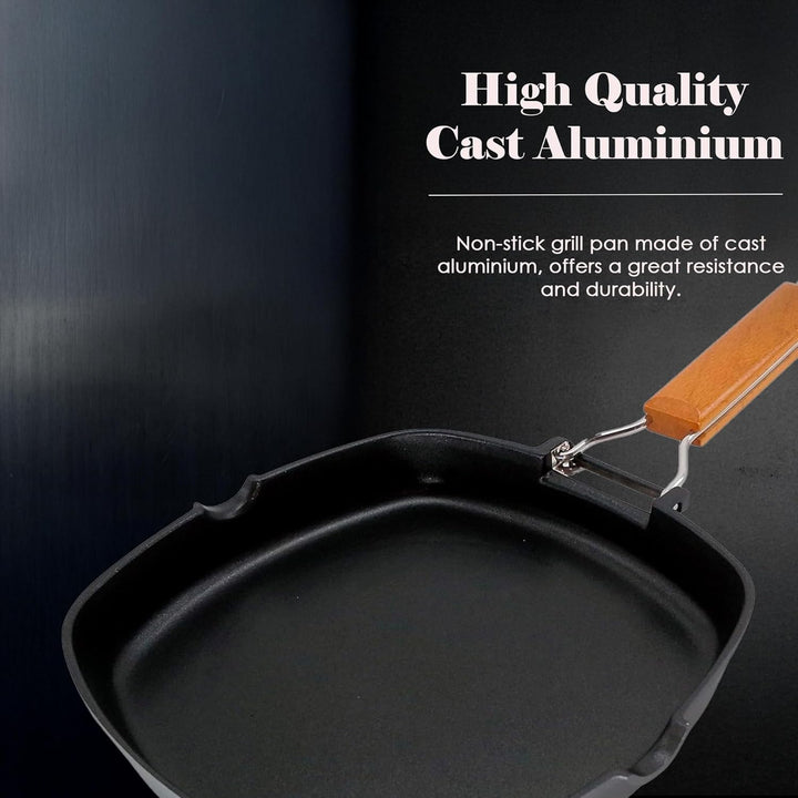 WECOOK! Ecostone Grillpfanne Induktion Glatter, 24 x 24 cm, Antihaftbeschichtung ILAG Ökologisch PFO