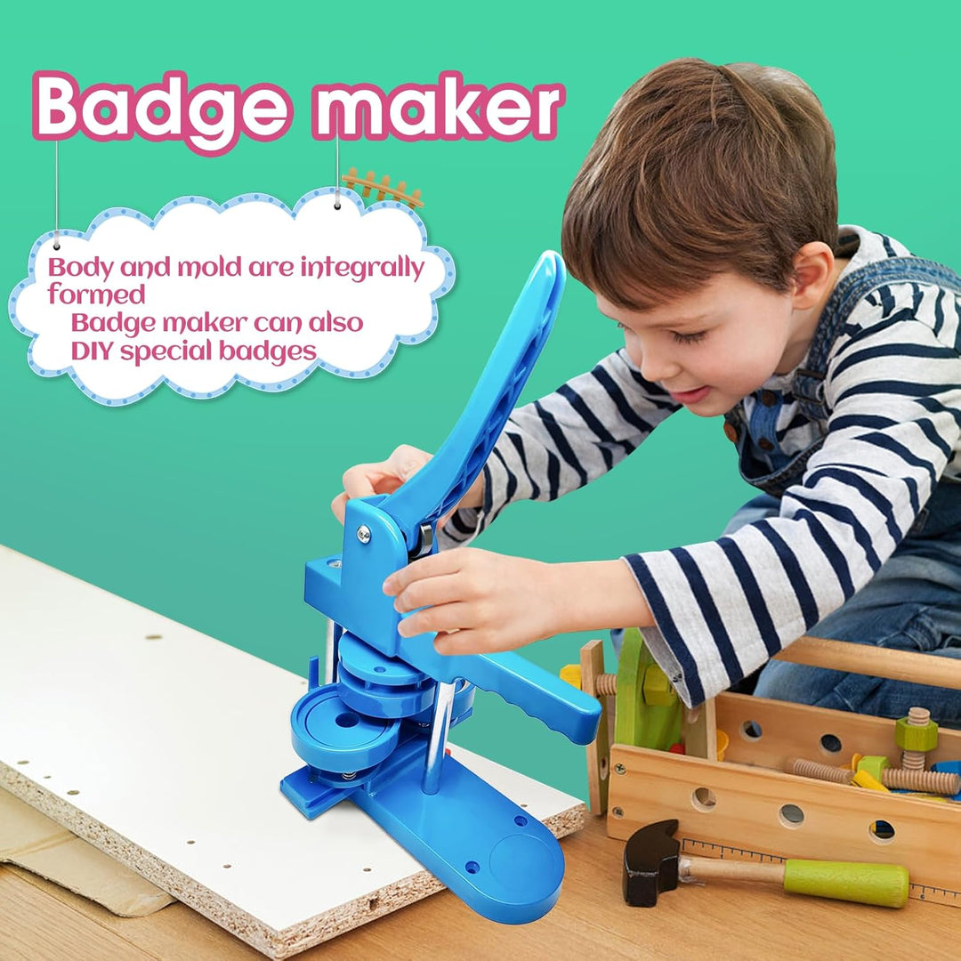 Badge Button Maker Machine (25/32/58mm) 3-in-1 Pin Maker with 300pcs Button Parts, Badge Button Pres