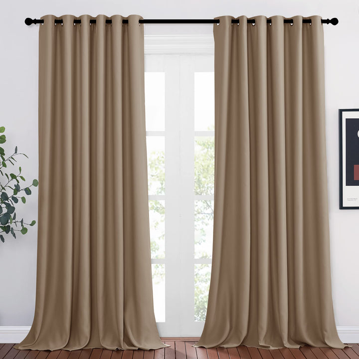 PONY DANCE Vorhang Blickdicht Ösen Gardinen für Grosse Fenster 2er Set H 260 x B 200 cm Gardinen Woh