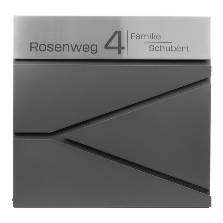 Grafner Premium Briefkasten personalisiert, RAL7016 mit Zeitungsfach und 2 Schlüssel, moderner Postk