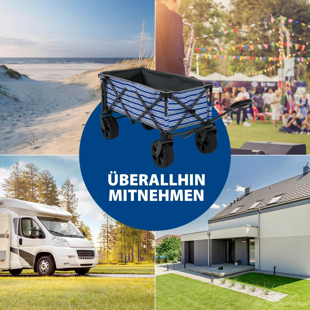 Campart Faltbarer Bollerwagen Saint-Michel – 80 l – bis 70 kg – Heckklappe – inkl. Transporttasche –