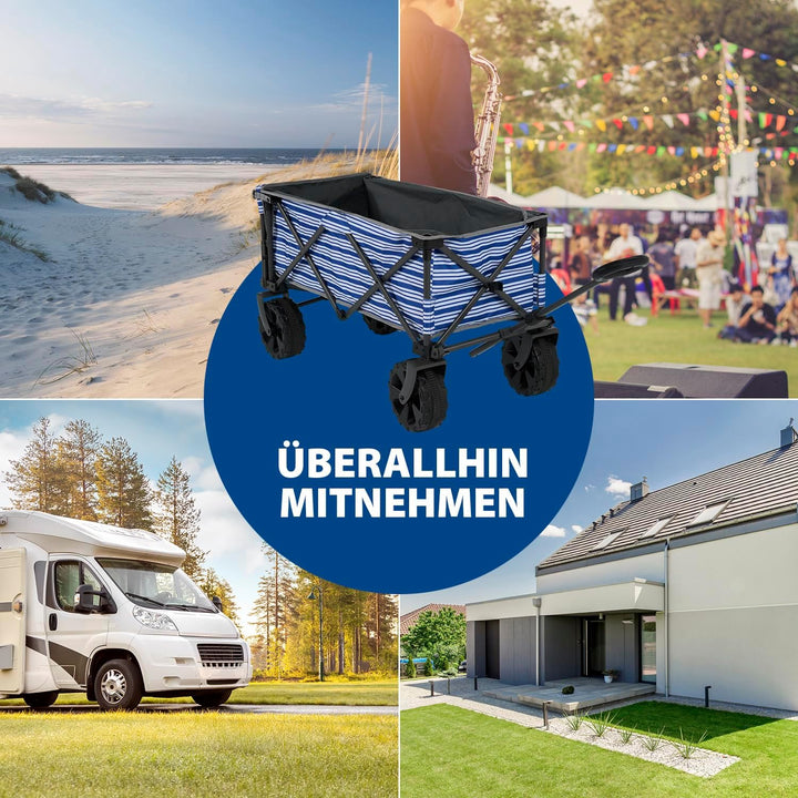 Campart Faltbarer Bollerwagen Saint-Michel – 80 l – bis 70 kg – Heckklappe – inkl. Transporttasche –