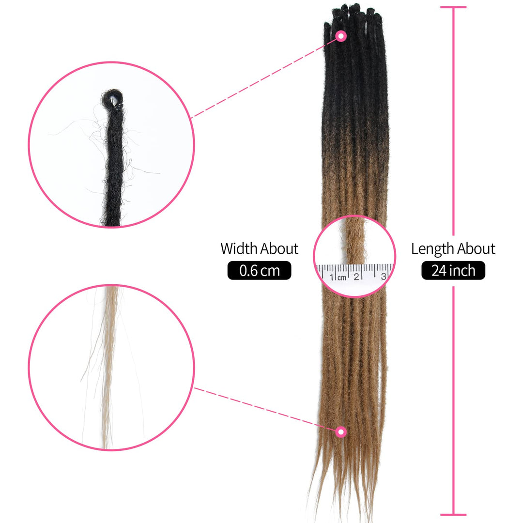 Dünne 0.6cm Synthetische Dreadlock Extensions Handgemacht 24 Zoll 20 Stränge Häkelhaar Lange Häkelzö