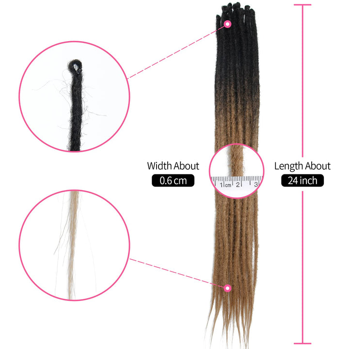 Dünne 0.6cm Synthetische Dreadlock Extensions Handgemacht 24 Zoll 20 Stränge Häkelhaar Lange Häkelzö