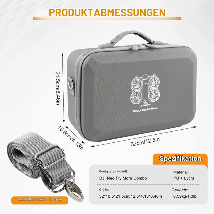 Tasche Kompatibel mit DJI Neo 2, PU Tragetasche Case mit Schultergurt, Leichte Schutztasche Aufbewah