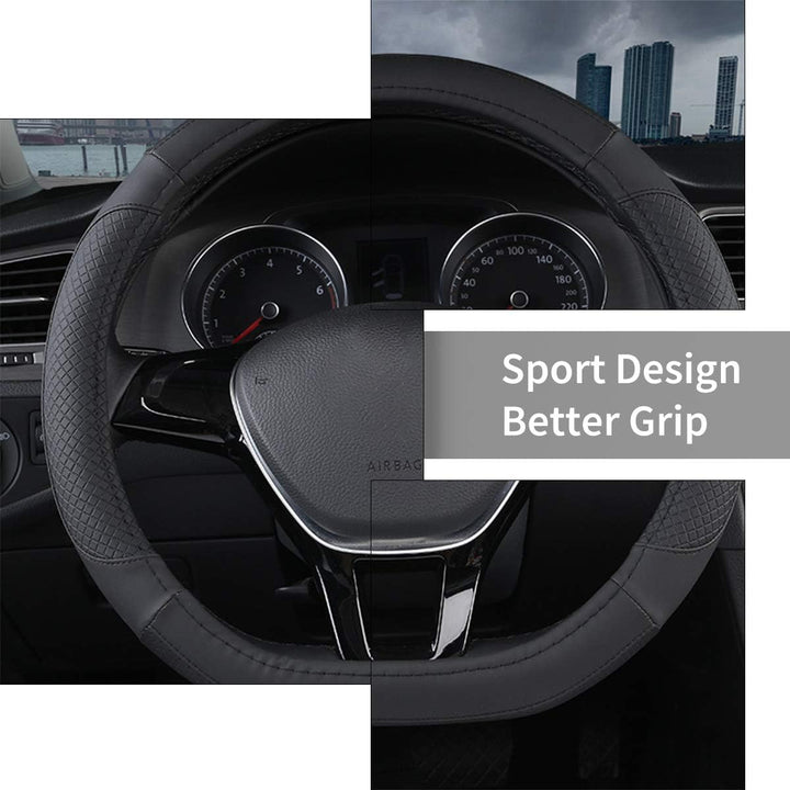 Ergocar Sport D-Form Auto Lenkradbezug Rutschfester Auto Lenkradschutz Mikrofaser PU Leder für Durch