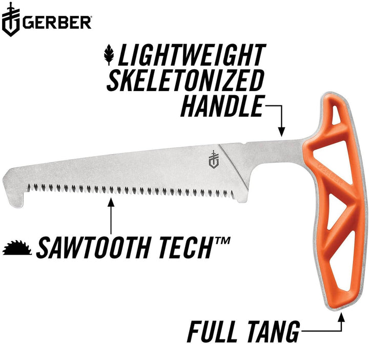 Gerber Knochensäge mit Scheide, Sägeblattlänge: 10,8 cm, Exo-Mod Saw, Klingenmaterial: 7Cr17MoV, Ora