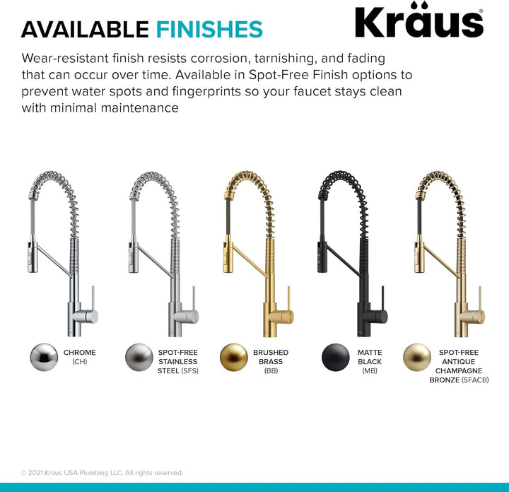 Kraus KPF-2631CH Küchenarmatur, verchromt, 10,8 x 55,2 cm Chrome, Chrome