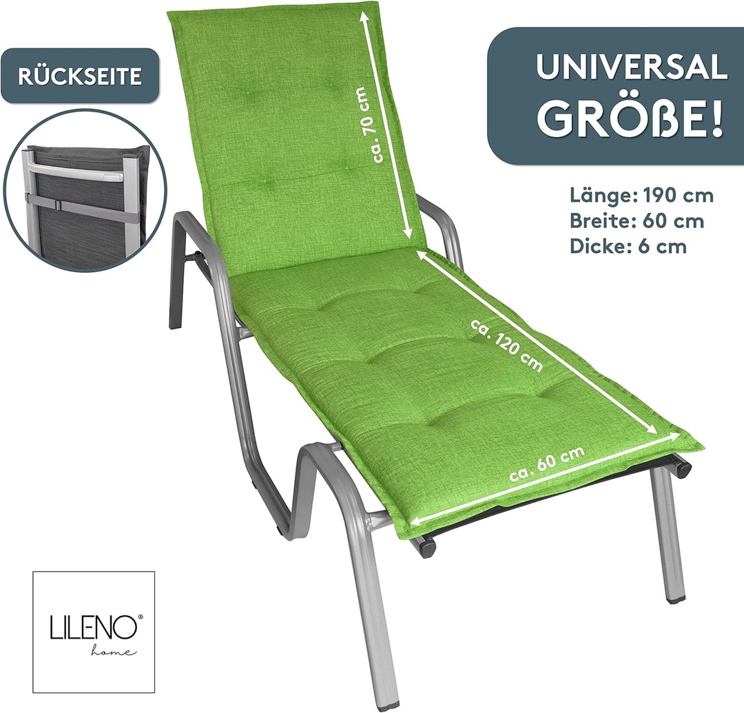 LILENO HOME Sonnenliege Auflage als [1er Set - Rollliege] in Apfelgrün - Gartenliegen Auflage perfek