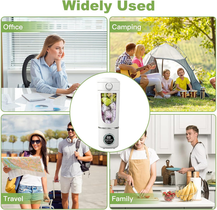 Tragbarer Mixer Smoothie Maker, 700 ml Kleiner Entsafter, Typ-C Wiederaufladbar, mit 12 Rostfreien K
