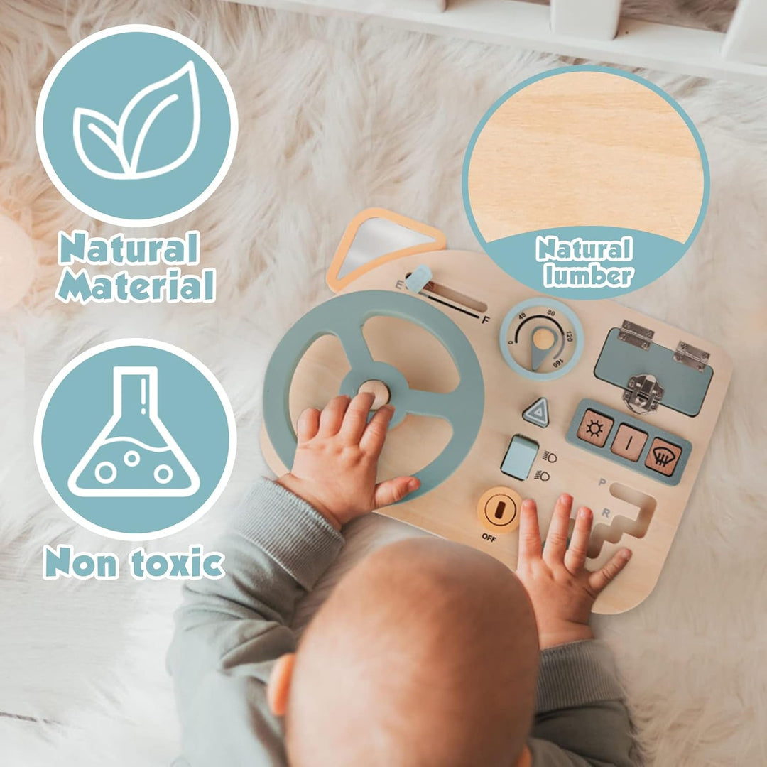 Vanplay Montessori Spielzeug Steuerrad Kinder Lenkrad Busy Board Holzspielzeug Activity Board Motori