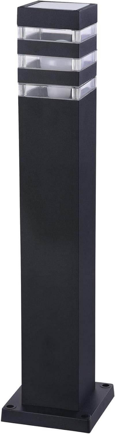 Schwarze Wegeleuchte, aus Aluminium, Säule eckig, IP54, Glasschirm, 1-flammig, excl. 1 X E27 (60W) O