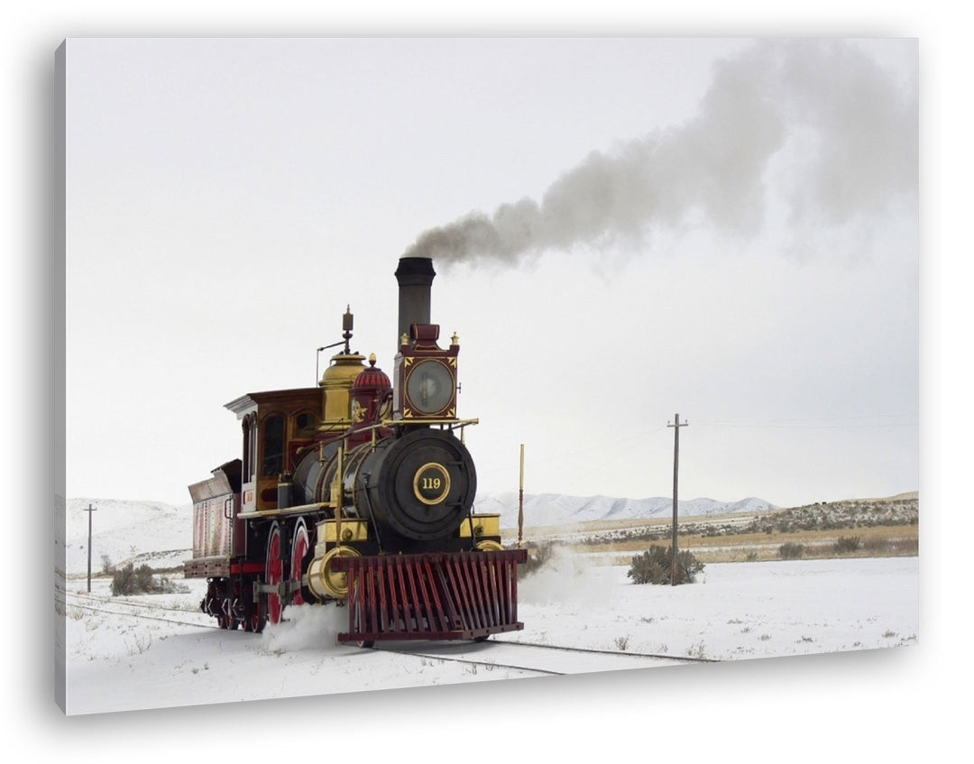 deyoli besondere alte Dampflokomotive Format: 80x60 als Leinwandbild, Motiv fertig gerahmt auf Echth