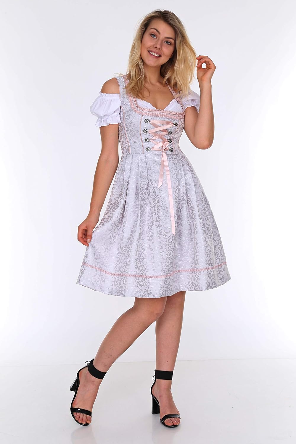 Lifos 0220 Dirndl Germandress 3Tlg. Oktoberfest Gr.34 bis 52 !ORIGINAL Grau 36, Grau 36