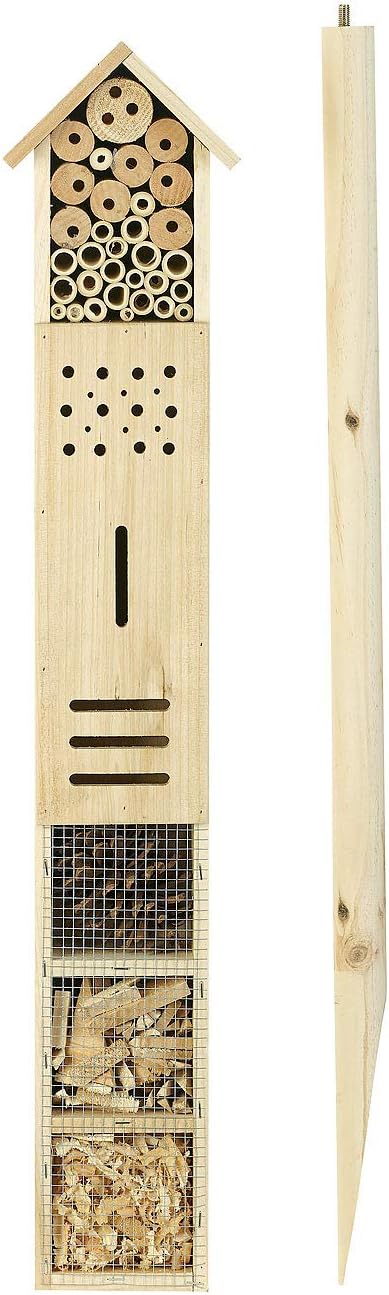 Royal Gardineer Holz-Insektenhotel: 2er-Set Insektenhotels Flip mit Erdspiess, 160 cm (auf Holzstab,