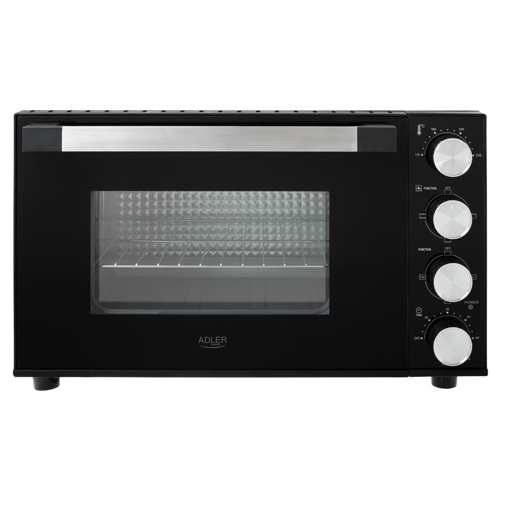 ADLER EUROPE Mini-Backofen AD 6031, 30L, Elektrobackofen mit Drehspiess, 12 Backmodi, Timer, 1800W,